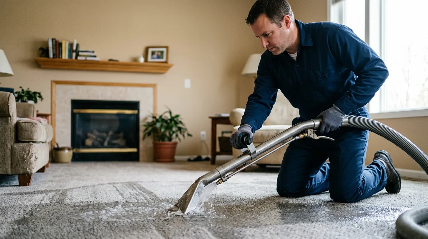 Water damage restoration technician working near Cawood, KY